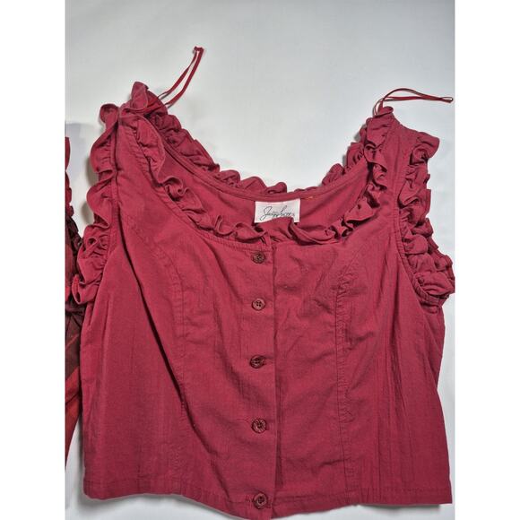 vintage jaclyn smith Sleeveless Red Plaid Frill Shirt Pair Size 8 - Picture 3 of 6
